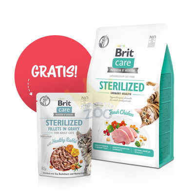 BRIT Care Cat Grain-Free Sterilised Urinary Health 400g + Brit Care 85g paketėlis NEMOKAMAI!!!
