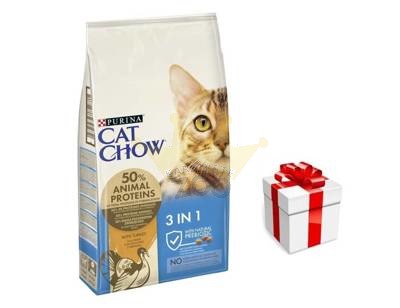 PURINA Cat Chow 3in1 turtingas kalakutienos ėdalas 15kg + STAIGMENA KATEI