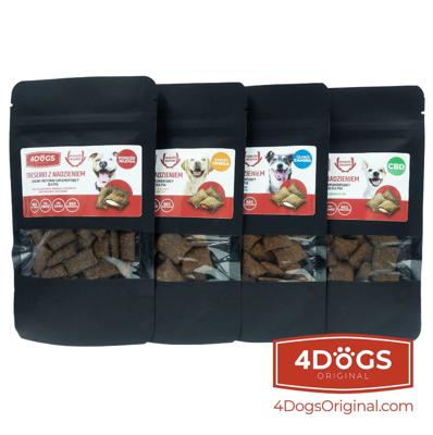 4DOGS - Įdaryti sausainiai šunims - odai ir kailiui stiprinti 60g