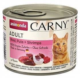 ANIMONDA Cat Carny Adult  skonis: jautiena, kalakutiena ir krevetės 200g 