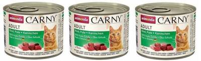 ANIMONDA Cat Carny Adult skonis: jautiena, kalakutiena ir triušiena 3x200g