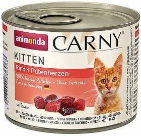 ANIMONDA Cat Carny Kitten skonis: jautienos ir kalakutienos širdelės 200g x6