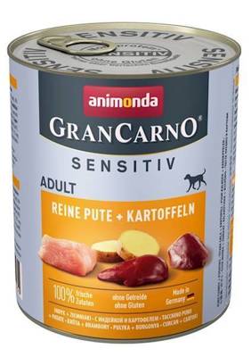 ANIMONDA GranCarno Sensitiv Adult Dog skonis: kalakutiena + bulvės 12x800g