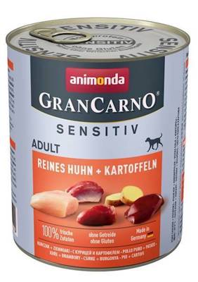 ANIMONDA GranCarno Sensitiv Adult Dog skonis: vištiena + bulvės 12x800g
