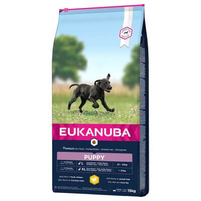 EUKANUBA Puppy&Junior Large Breed 15kg + LAB V Vitaminų praturtintas lašišų aliejus 250ml  5% PIGIAU