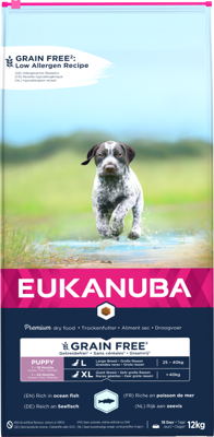 EUKANUBA Puppy&Junior Large Breeds Grain Free 2x12kg - 3% PIGIAU
