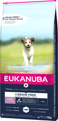EUKANUBA Puppy&Junior Small/Medium Grain Free 2x12kg - 3% PIGIAU