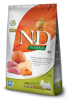 Farmina N&D Pumpkin Grain Free šunims BOAR AND APPLE ADULT MINI 7kg + nemokama šukavimo pirštinė