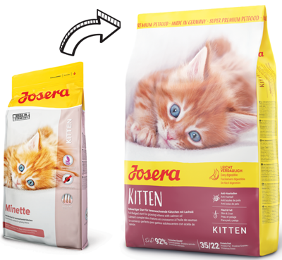 JOSERA Minette Kitten 10kg + NEMOKAMAI Cat Royale Levandų bentonito kraikas 5l