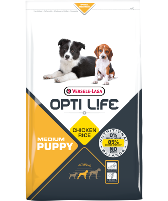 VERSELE-LAGA Opti Life Puppy Medium 1kg - su vištiena - vidutinių veislių šuniukams + STAIGMENA ŠUNUI
